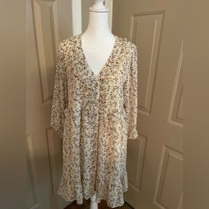 Jodifl pale pink, sheer, floral ruffled mini dress